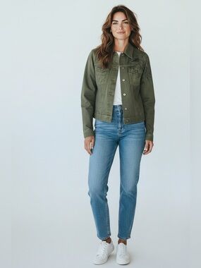 Hugo Boss Vintage Women’s Army Green Eagle Jean Jacket Size Small